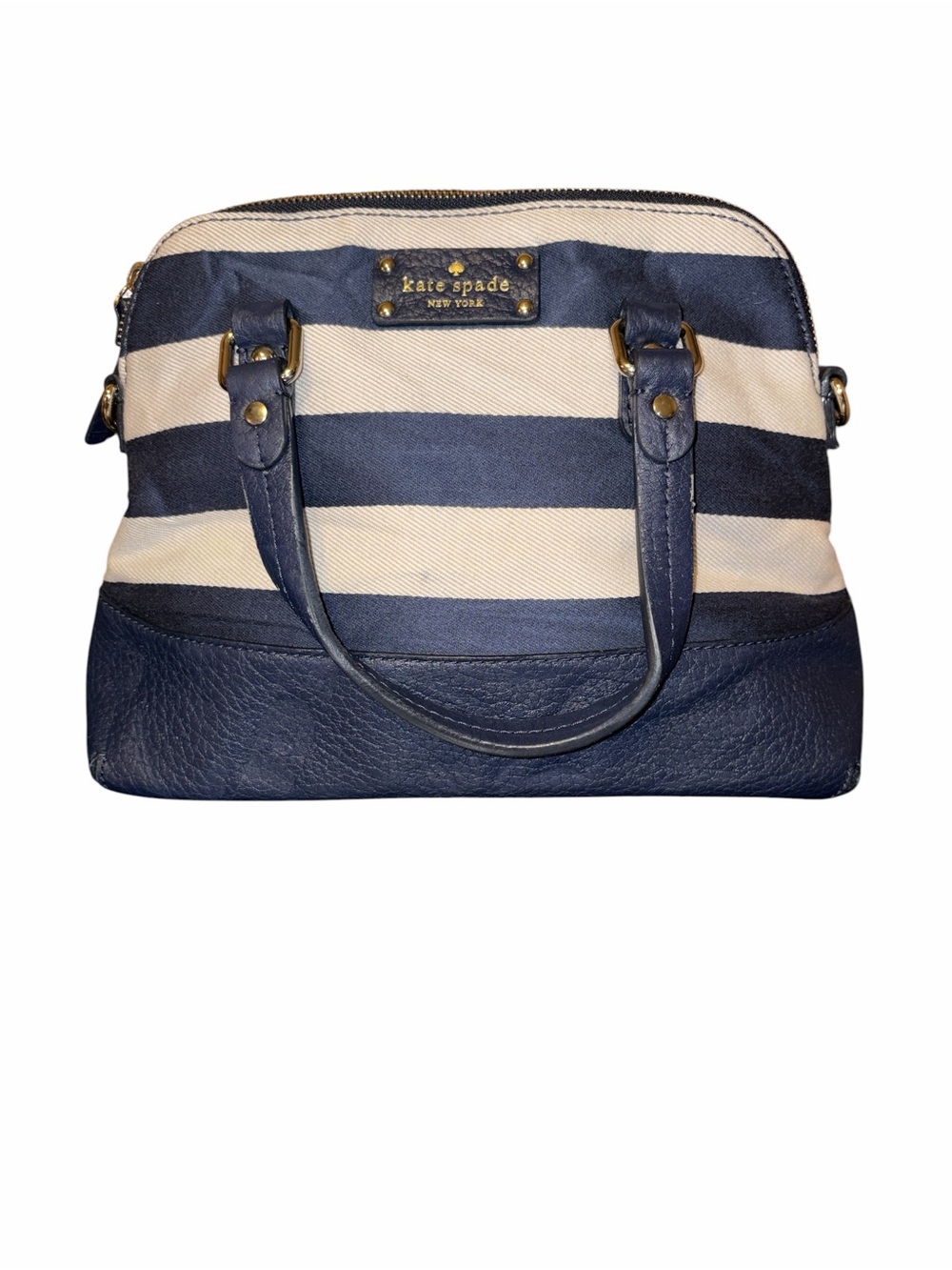 kate spade Navy and Cream Striped Dome Satchel